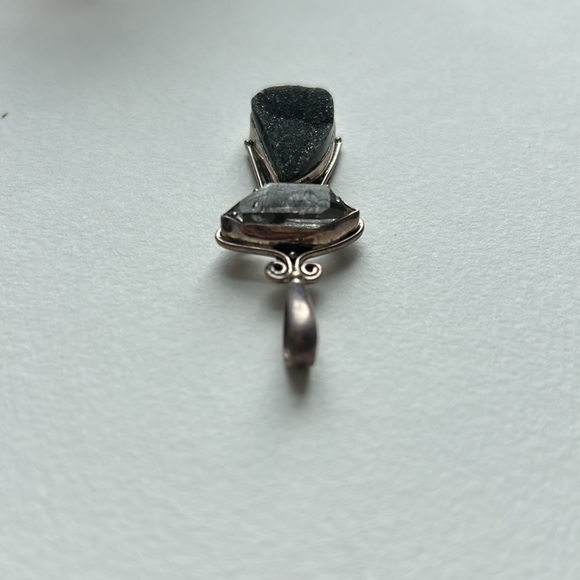Herkimer Diamond and Druzy pendant - Picture 4 of 7